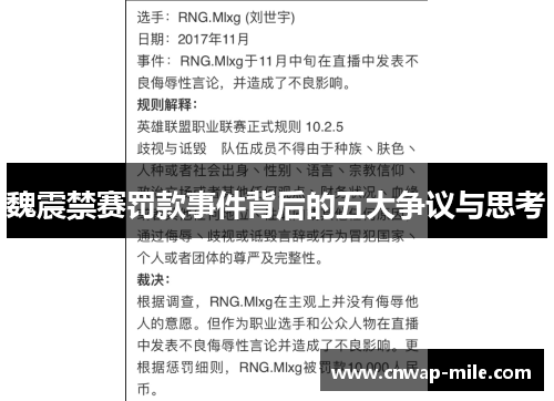 魏震禁赛罚款事件背后的五大争议与思考